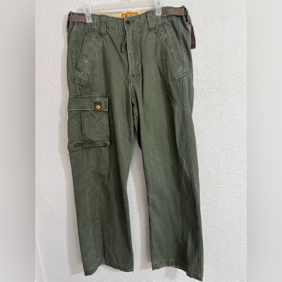 Trailer Men's Dark Green Multi Pocketed Cargo Pants Size 34x32 Skate Baggy - Picture 1 of 7